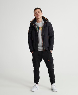 Superdry Hooded Arctic Pop Cipzár SD-Windcheater Férfi Kabát Fekete/Narancssárga | RZTKS7958